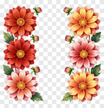Colorful Floral Arrangement With Red And Pink Flowers PNG