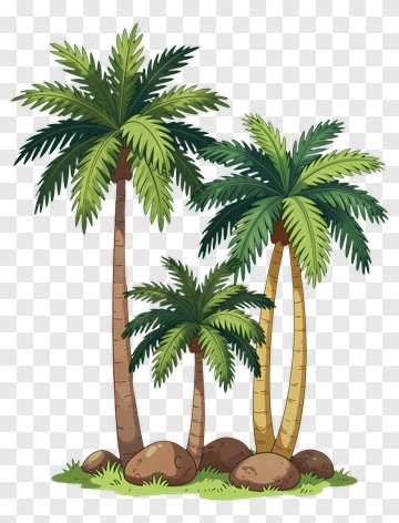 Colorful Group Of Palm Trees PNG