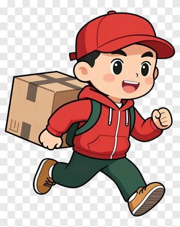 Cartoon Boy Carrying A Box PNG