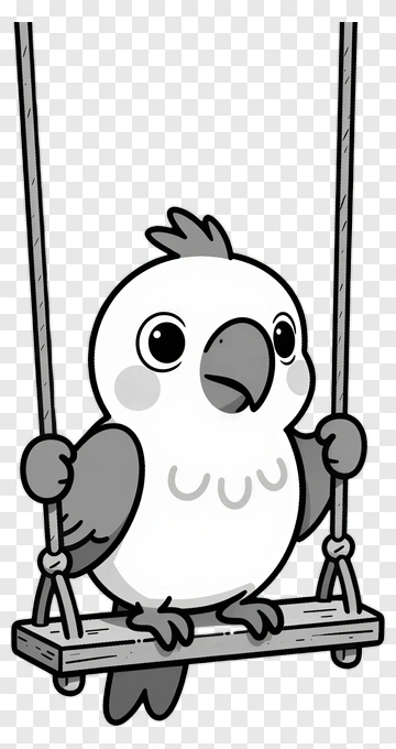 Cartoon Bird On A Swing PNG