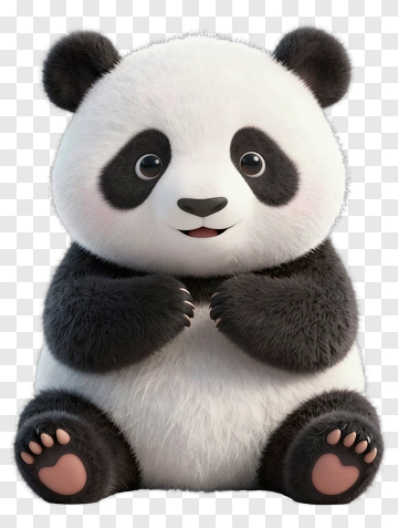 Cute Cartoon Panda Sitting PNG