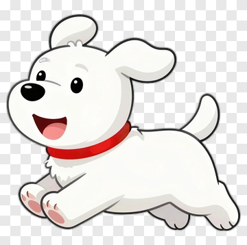 Cartoon White Dog Running PNG