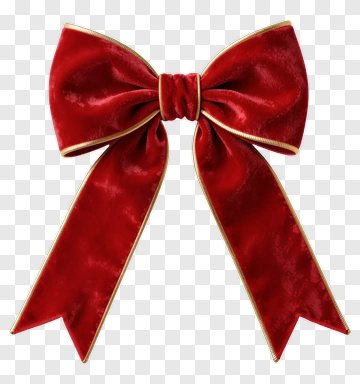 Red Velvet Bow With Gold Trim PNG