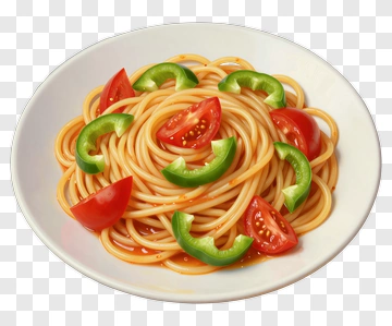 Spaghetti With Tomatoes And Green Peppers PNG