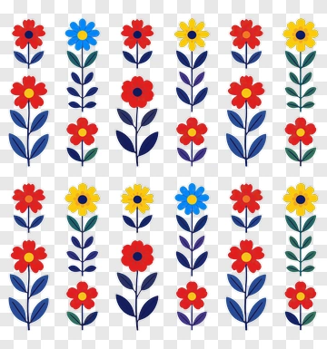 Colorful Floral Pattern Design PNG
