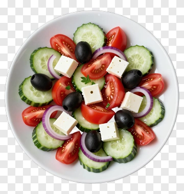 Fresh Vegetable Salad With Cheese And Olives PNG