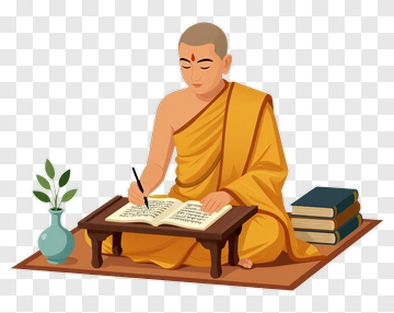 Monk Writing In A Book PNG