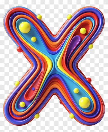 Colorful 3D X Shape With Bright Bulbs PNG