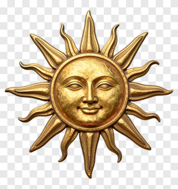 Golden Sun Face Decoration PNG