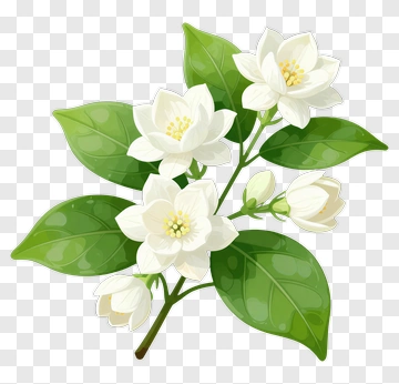 White Jasmine Flower Branch PNG