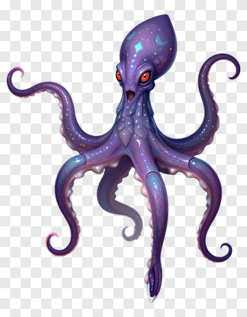 Cartoon Octopus With Colorful Tentacles PNG