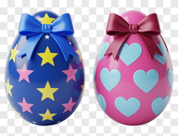 Colorful Easter Eggs With Bows PNG