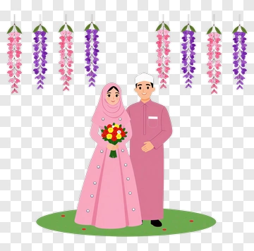 Wedding Couple Holding A Bouquet PNG