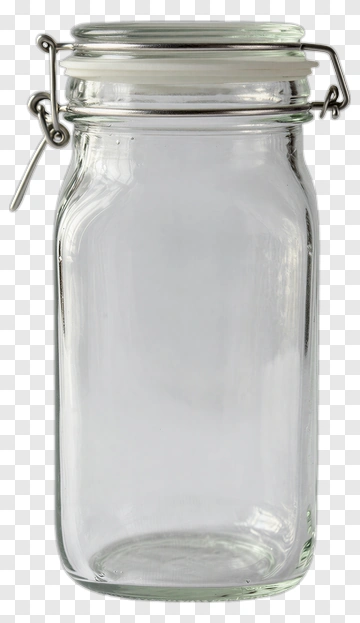 Glass Storage Jar With Metal Lid PNG
