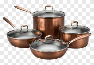 Copper Cookware Set With Lids PNG