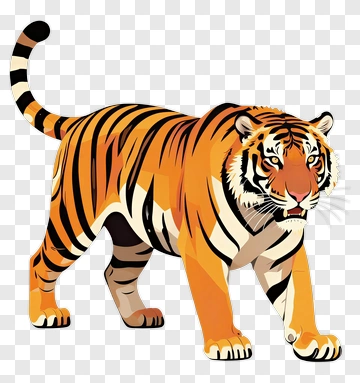 Cartoon Tiger Walking PNG