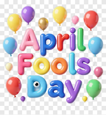 April Fools' Day Celebration With Colorful Balloons PNG