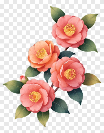 Colorful Camellia Flowers PNG