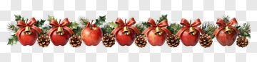 Christmas Decorations With Red Ornaments And Pine Cones PNG