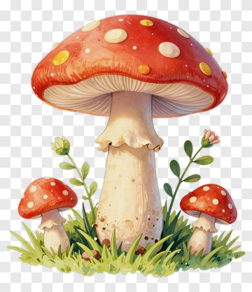 Colorful Mushroom Cluster PNG