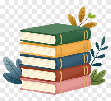 Colorful Book Stack With Leaves PNG