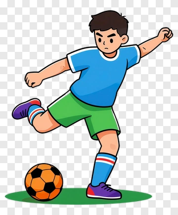 Cartoon Soccer Player Kicking A Ball PNG