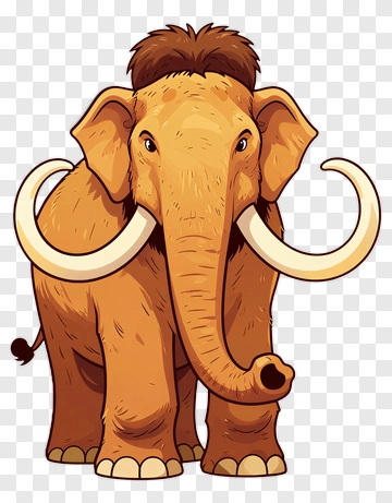 Cartoon Mammoth With Large Tusks PNG