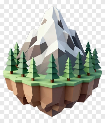 3D Mountain With Pine Trees PNG