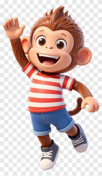 Cartoon Monkey Waving Hello PNG