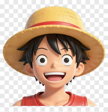 Cartoon Character With Straw Hat PNG