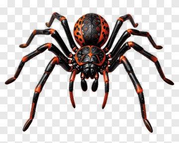Cartoon Spider With Orange And Black Details PNG