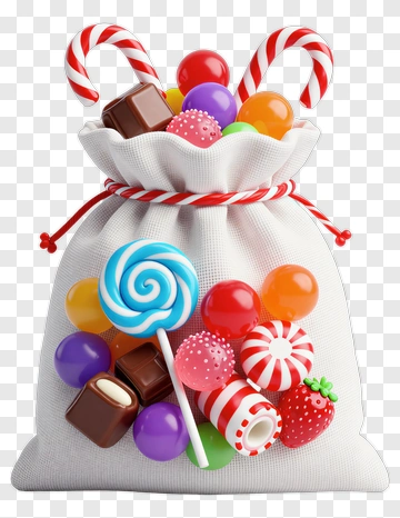 Candy Bag Filled With Colorful Treats PNG