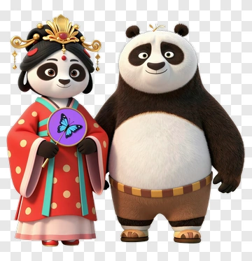 Cartoon Panda Couple PNG
