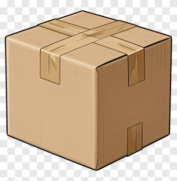 Cartoon Brown Box With Tape PNG