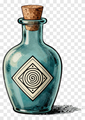 Glass Bottle With Cork And Spiral Design PNG