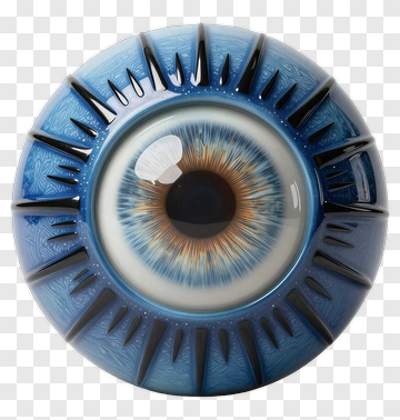 Realistic Blue Eye With Radiating Pattern PNG