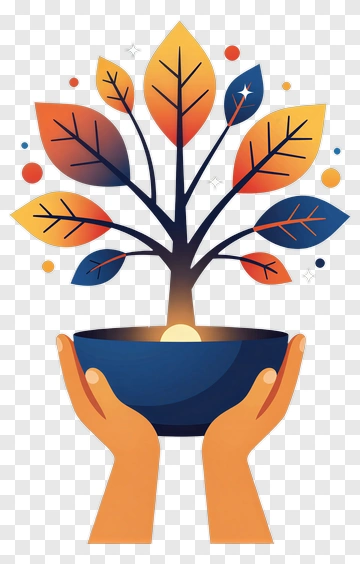 Colorful Tree Growing From A Bowl PNG