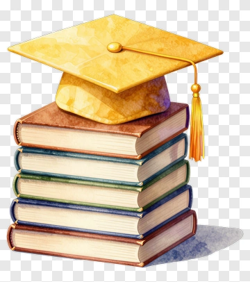 Graduation Cap On Stack Of Books PNG