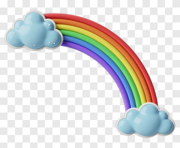 Colorful Rainbow With Clouds PNG