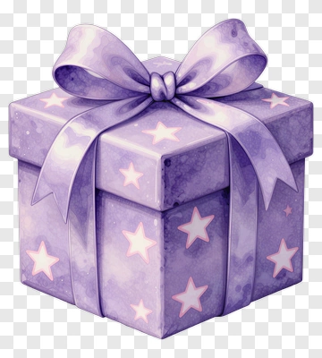 Purple Gift Box With Stars PNG
