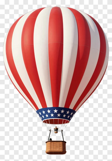Red And White Striped Hot Air Balloon PNG