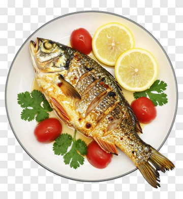 Grilled Fish With Lemon And Tomatoes PNG