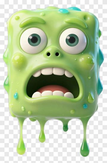 Cartoon Green Character With A Surprised Expression PNG