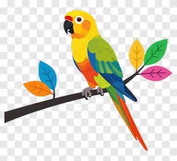 Colorful Parrot Sitting On A Branch PNG