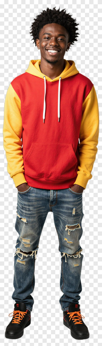 Smiling Young Man In Colorful Hoodie PNG