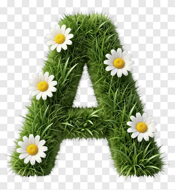 Grass Letter A With Daisies PNG