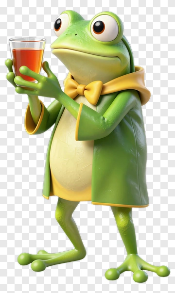 3D Frog Holding A Drink PNG