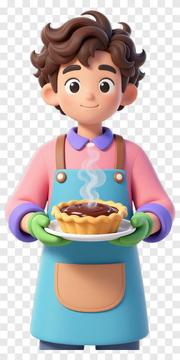 Cartoon Boy Holding A Freshly Baked Pie PNG