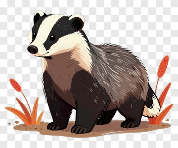 Cartoon Badger In A Natural Setting PNG