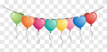 Colorful Heart-Shaped Balloons On A String PNG